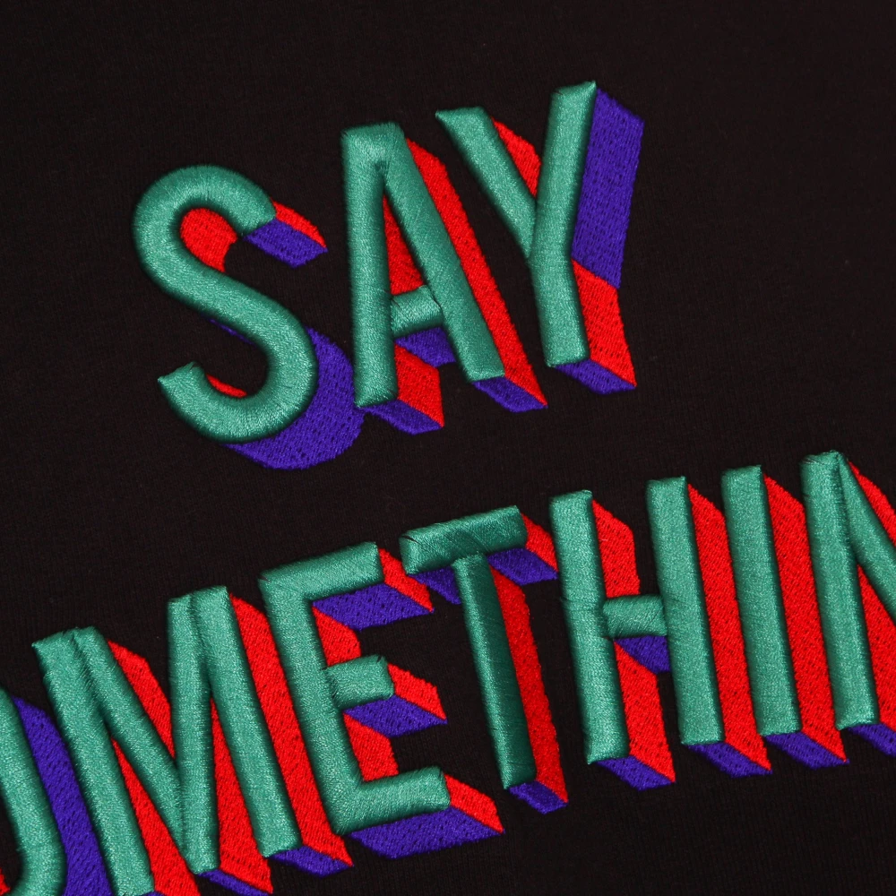 Iuter Zwarte Say Something Hoodie Lange Mouw Black Heren