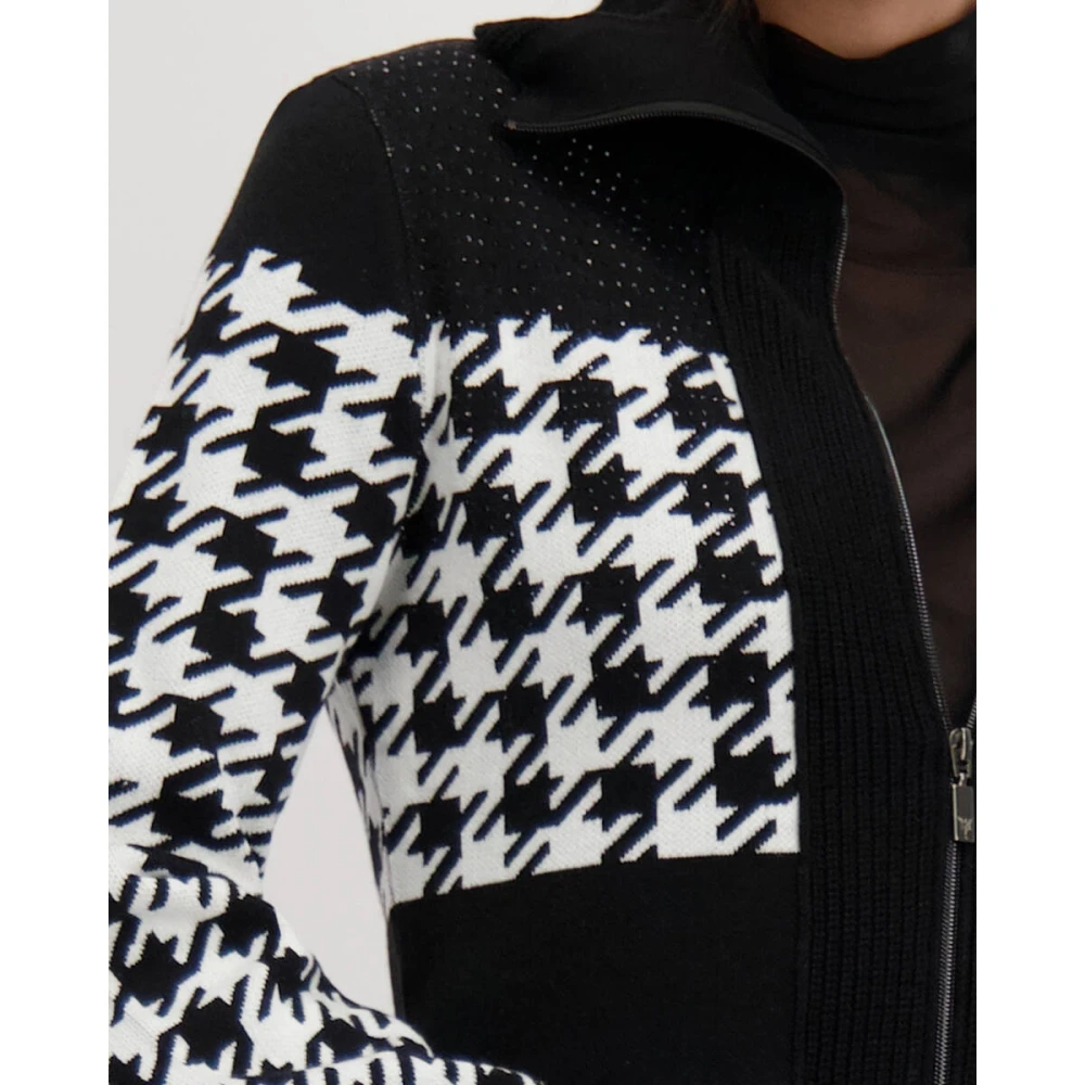 monari Gestreepte Vest met Hanepoten Dessin Black Dames