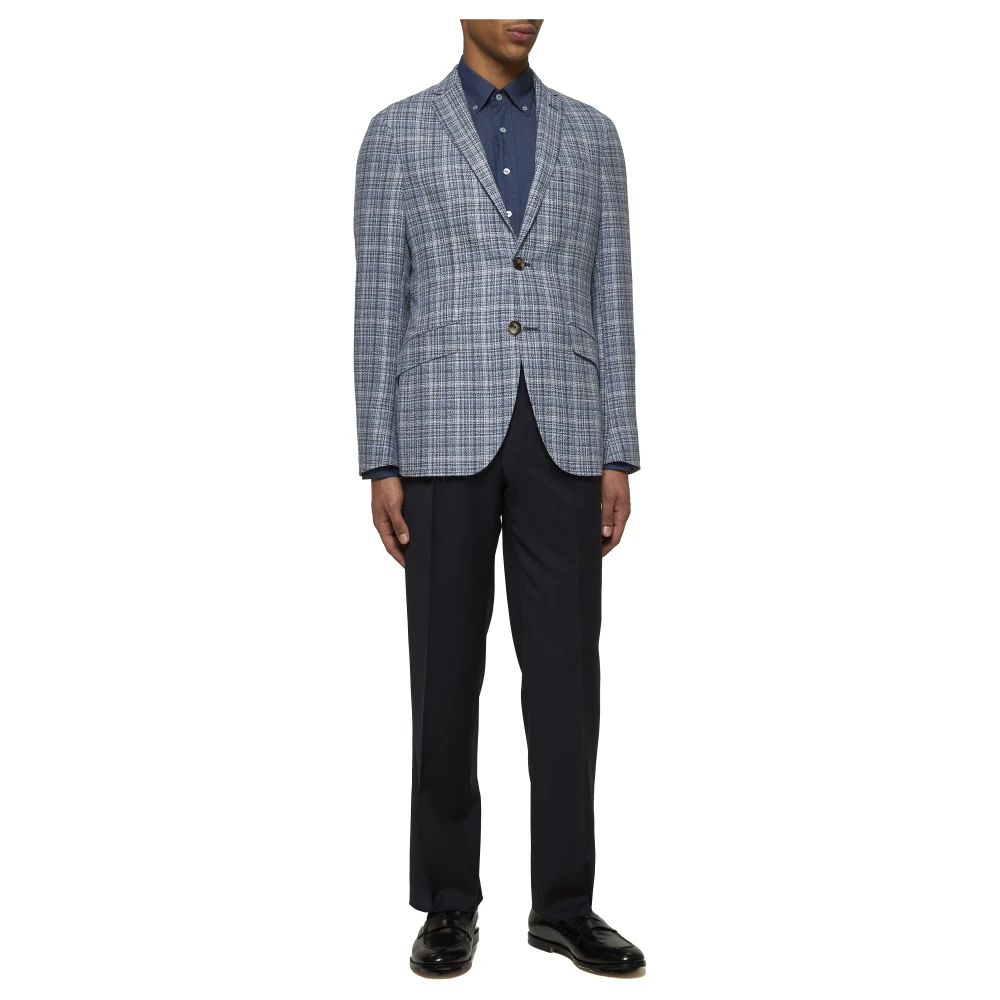 ETRO Blauwe Wol Katoenen Jas Blue Heren