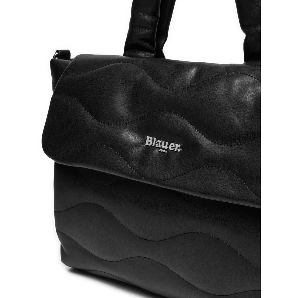 Blauer Elegante Zwarte Shopper Tas Black Dames