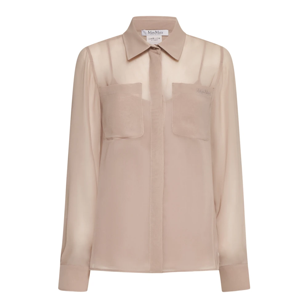 Max Mara Poederroze Zijden Sheer Shirt Pink Dames