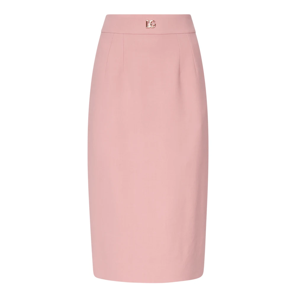 Dolce & Gabbana Roze wollen potloodrok DG-logo Pink Dames