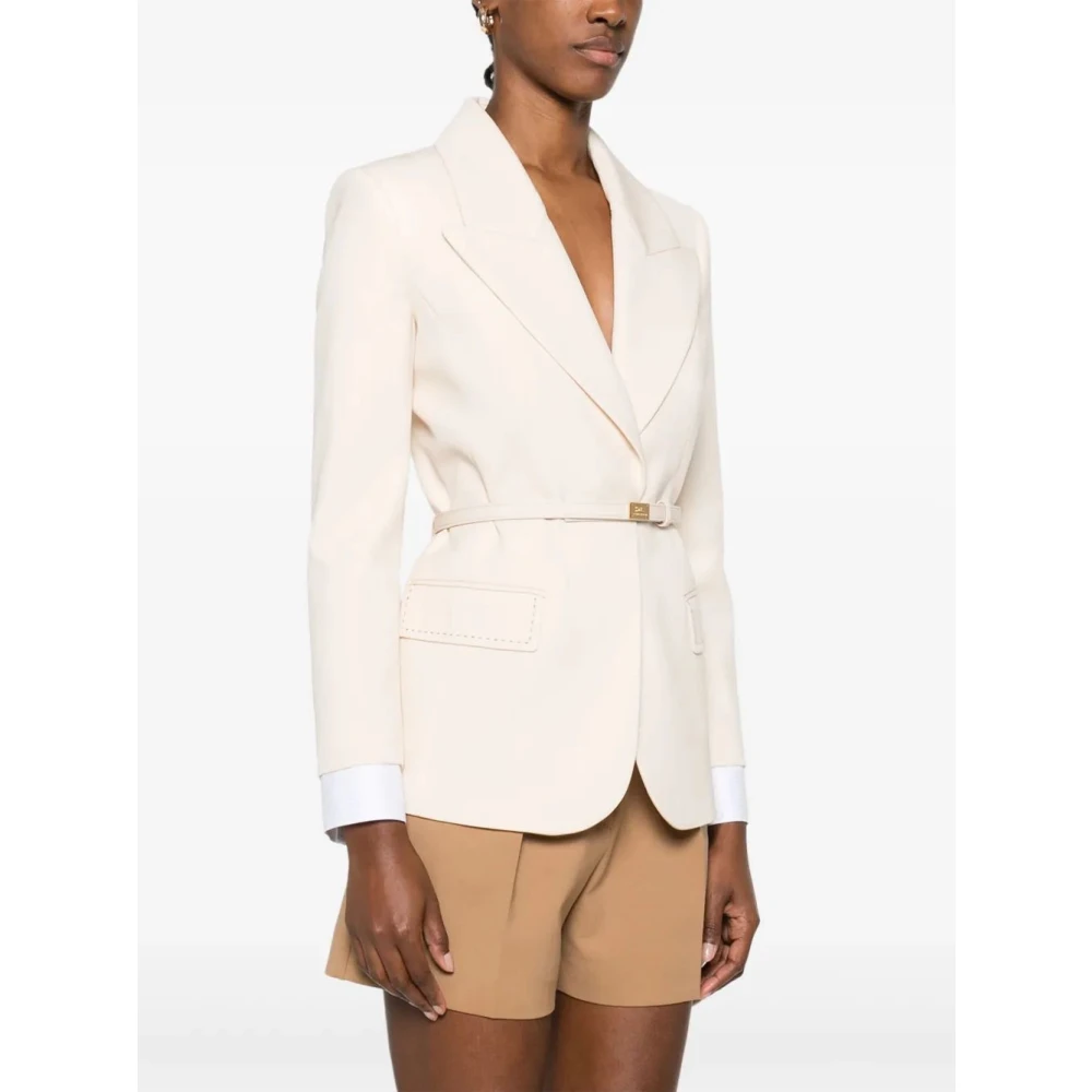 Elisabetta Franchi Vintage Denim Jack Americana Stijl Beige Dames