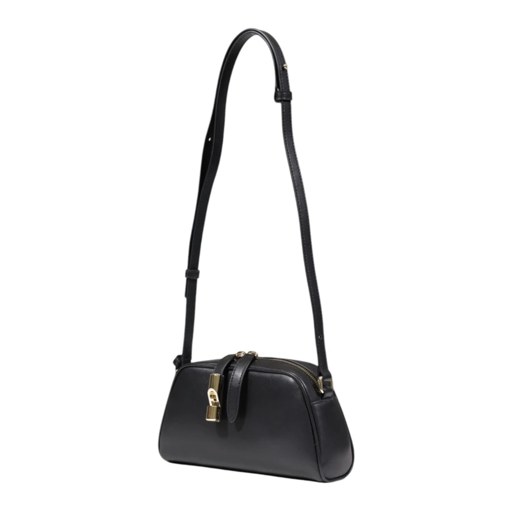 Furla Zwarte leren schoudertas met enkelband Black Dames