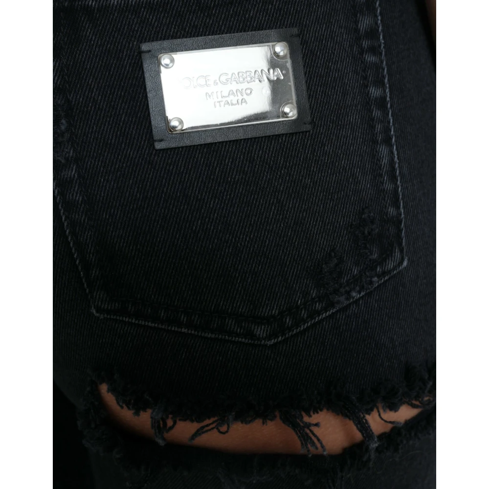 Dolce & Gabbana Elegante Zwarte High-Waisted Stretch Jeans Black Dames