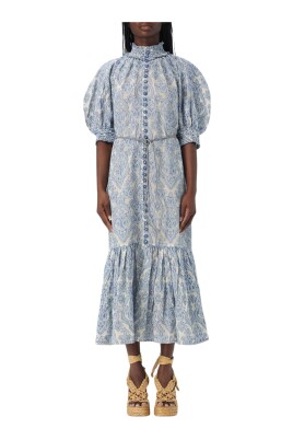 elegant-damask-print-midi-dress