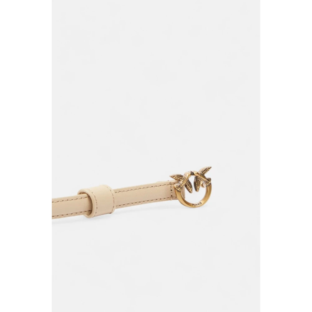 pinko Love Berry Leren Riem Beige Dames
