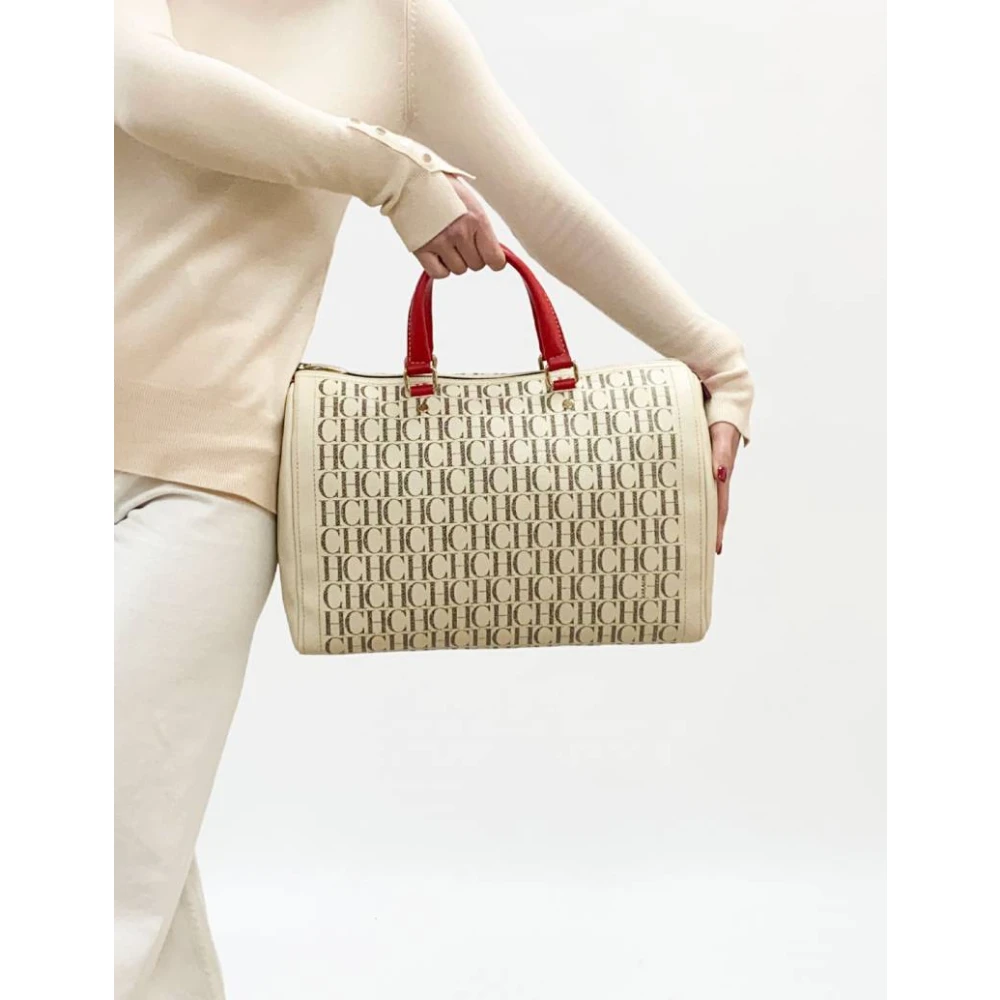 Carolina Herrera Bowlingtas met lederen effect Beige Dames