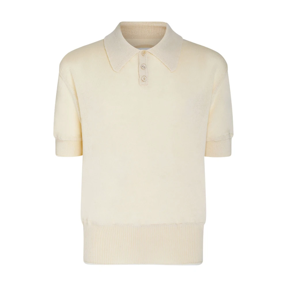 Maison Margiela Off-White Stickad Polo Tröja Beige, Herr