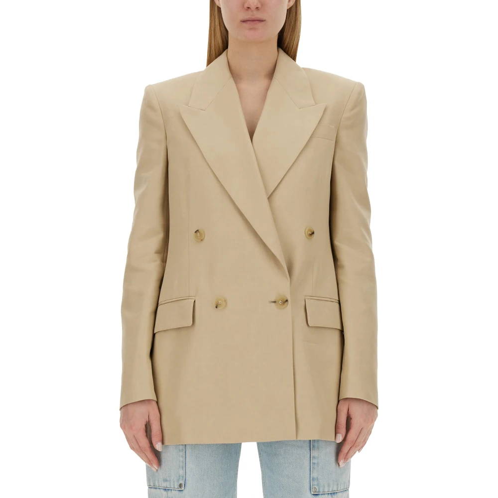 Stella Mccartney Beige Blazers, Female, M, Double-Breasted Blazer
