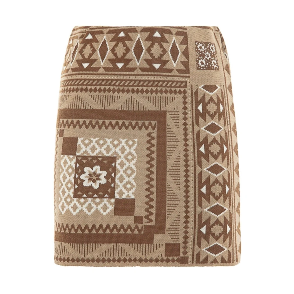 Akep Geometrische Jacquard Minirok Brown Dames