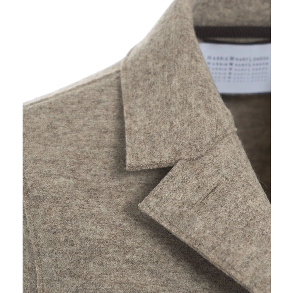 Harris Wharf London Grijze Enkellange Wollen Jas Aw24 Beige Dames