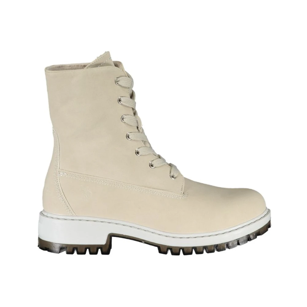 U.s. Polo Assn. Women's Beige Lace-Up Boots,, Chic Fleece-Lined Lace-Up Ankle Boots Size 3 Uk