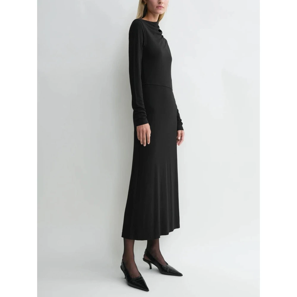 TotêMe Asymmetrische Gedrapeerde Jersey Jurk Black Dames
