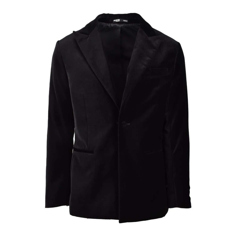 Selected Femme Fluwelen Jas met Knoopsluiting Black Heren
