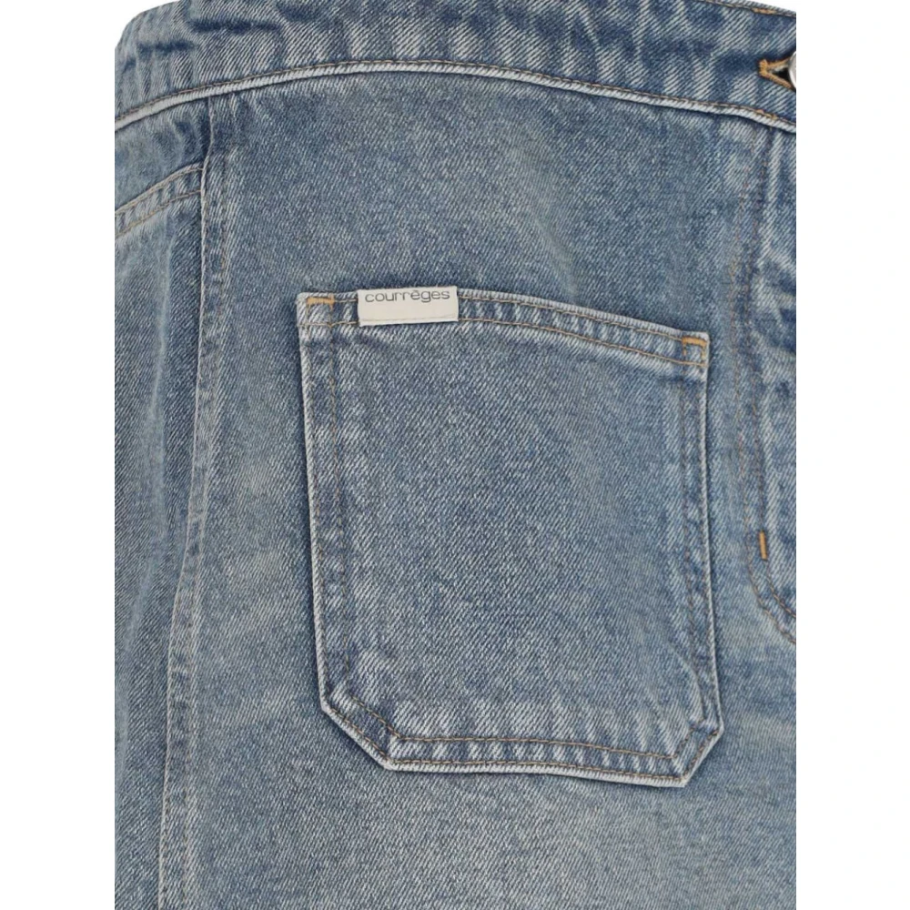 Courrèges Geborduurde Logo Katoenen Rok Blue Dames