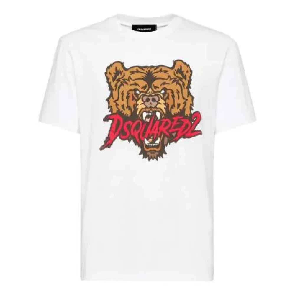 Dsquared2 Men's White Graphic Print Cotton T-Shirt