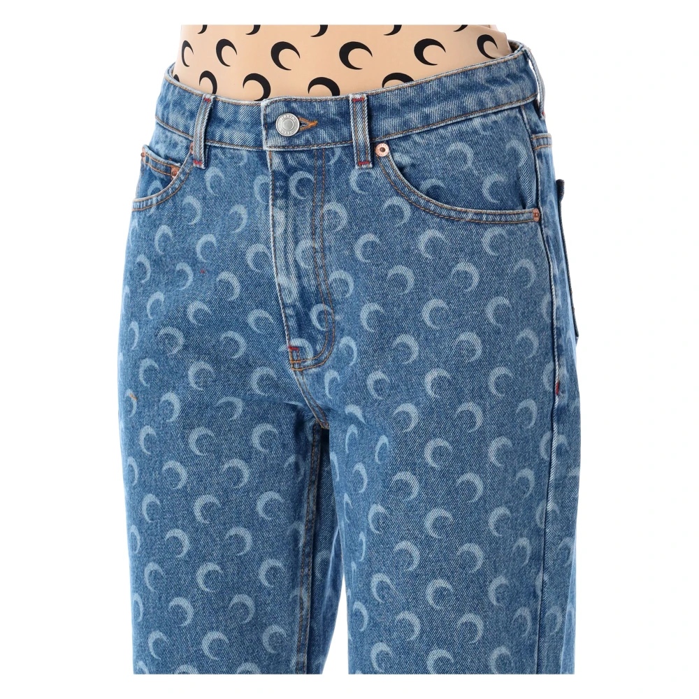 Marine Serre Lichtblauwe Moon Laser Loose Jeans Blue Dames