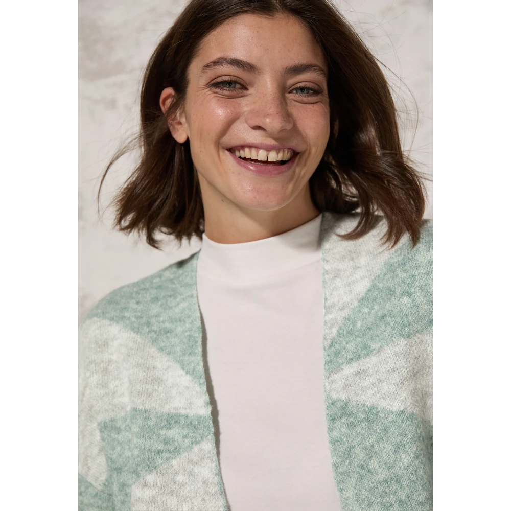 cecil Grafisch Patroon Lang Vest Green Dames