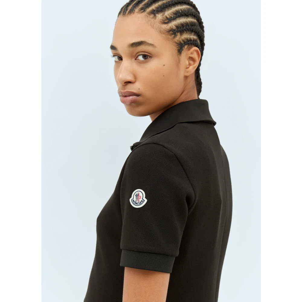 Moncler Piquet Half-Zip Polo Jurk Black Dames