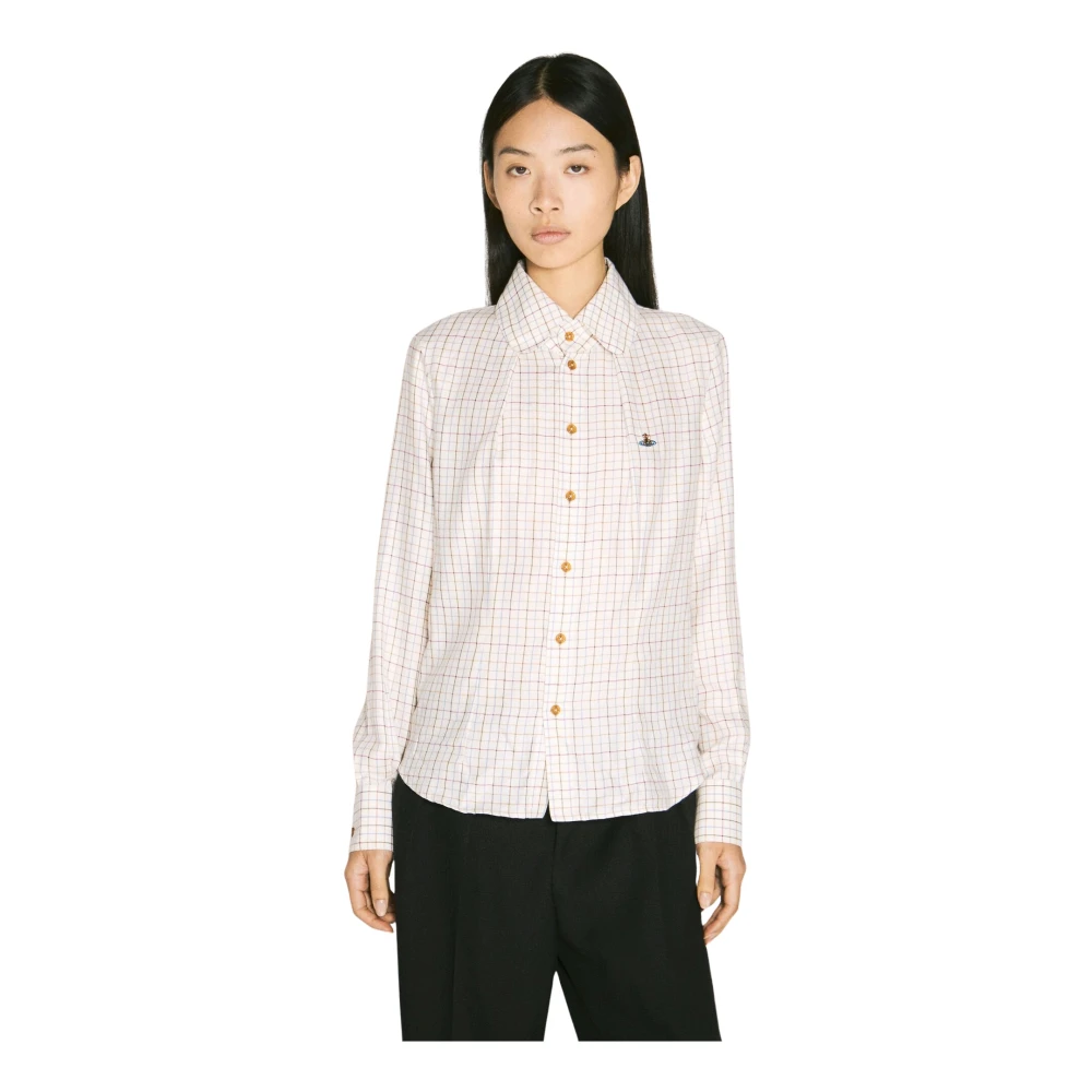 Vivienne Westwood Geruite Flanellen Shirt met Logo Borduursel White Dames