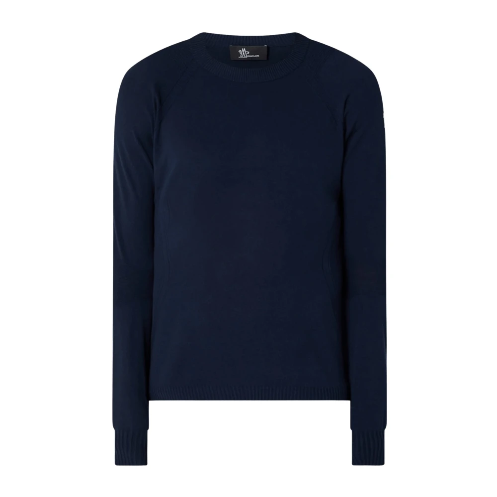 Moncler Men's Blue Round-Neck Knitwear, M, Crewneck Jumper