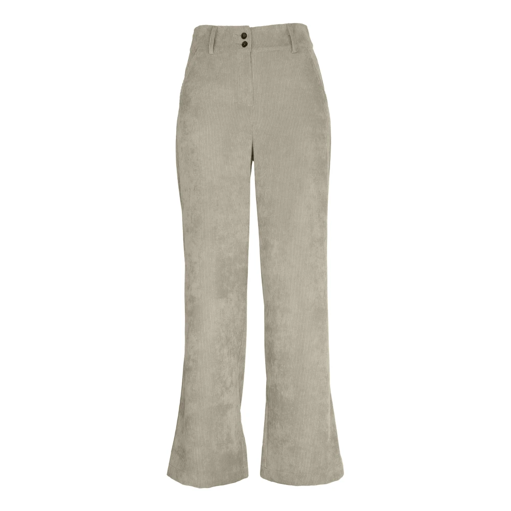 Vicario Cinque Corduroy Palazzo Broek met Amerikaanse Zakken Beige Dames