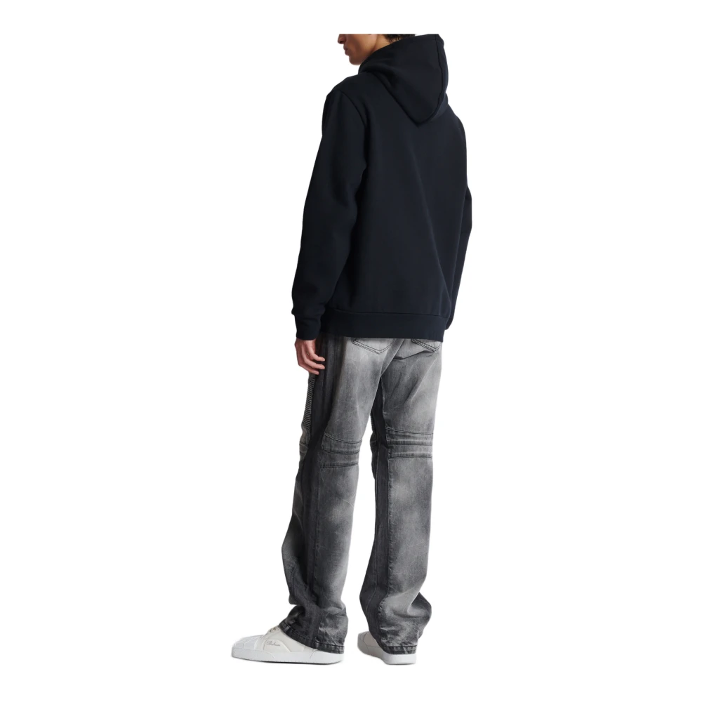 Balmain Hoodie met vintage lippenprint Black Heren
