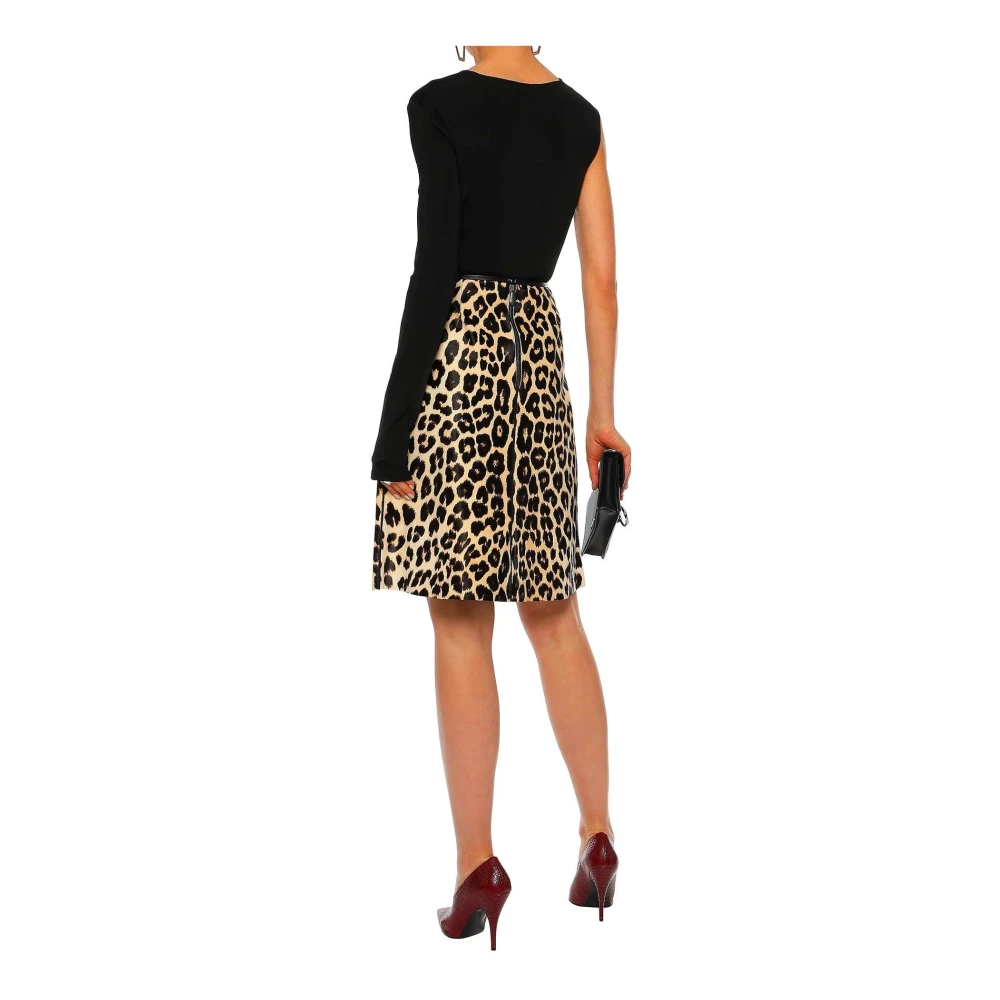 Bottega Veneta Luipaardprint Kalfshaar Rok Brown Dames