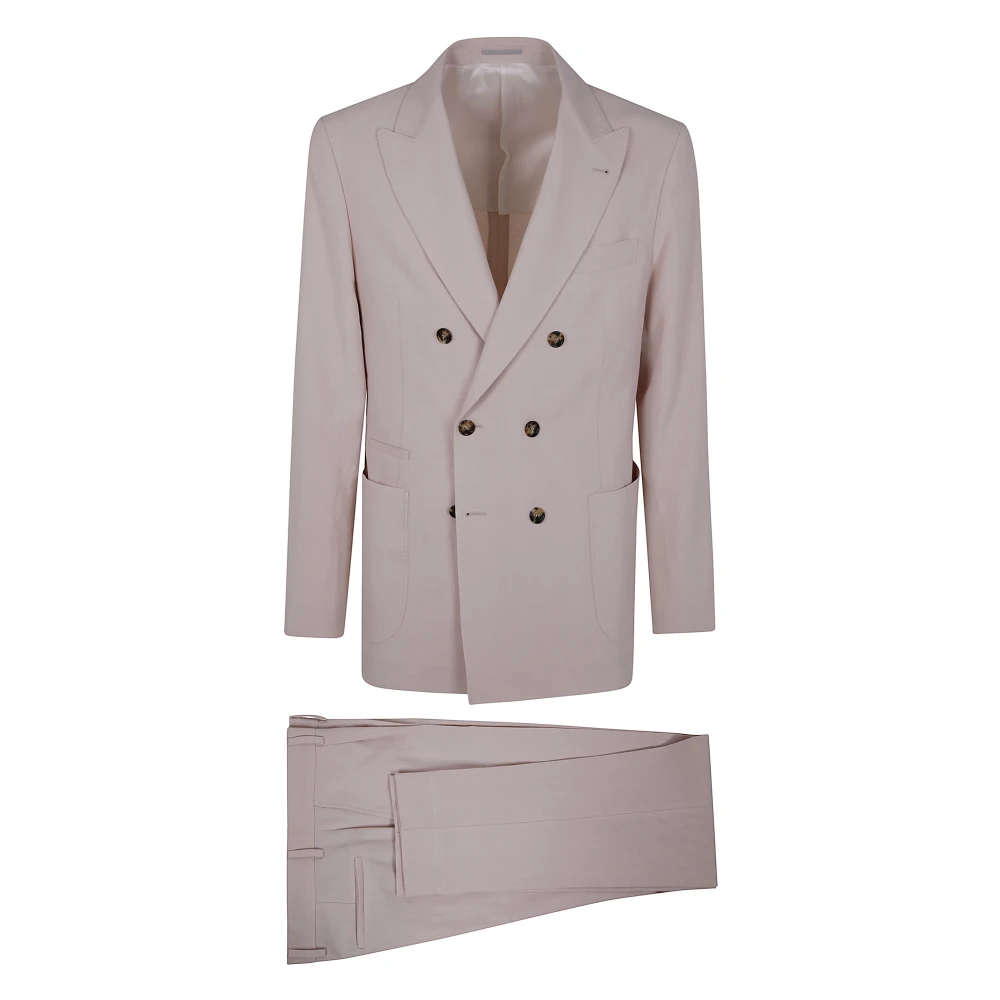 BRUNELLO CUCINELLI Elegant Double Breast Suit Pink Heren