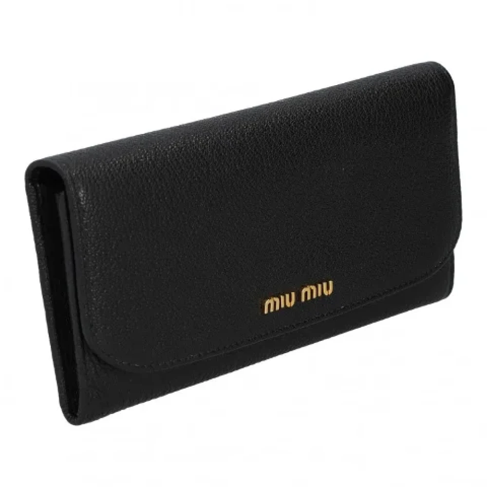 Miu Pre-owned Leather wallets Black Dames