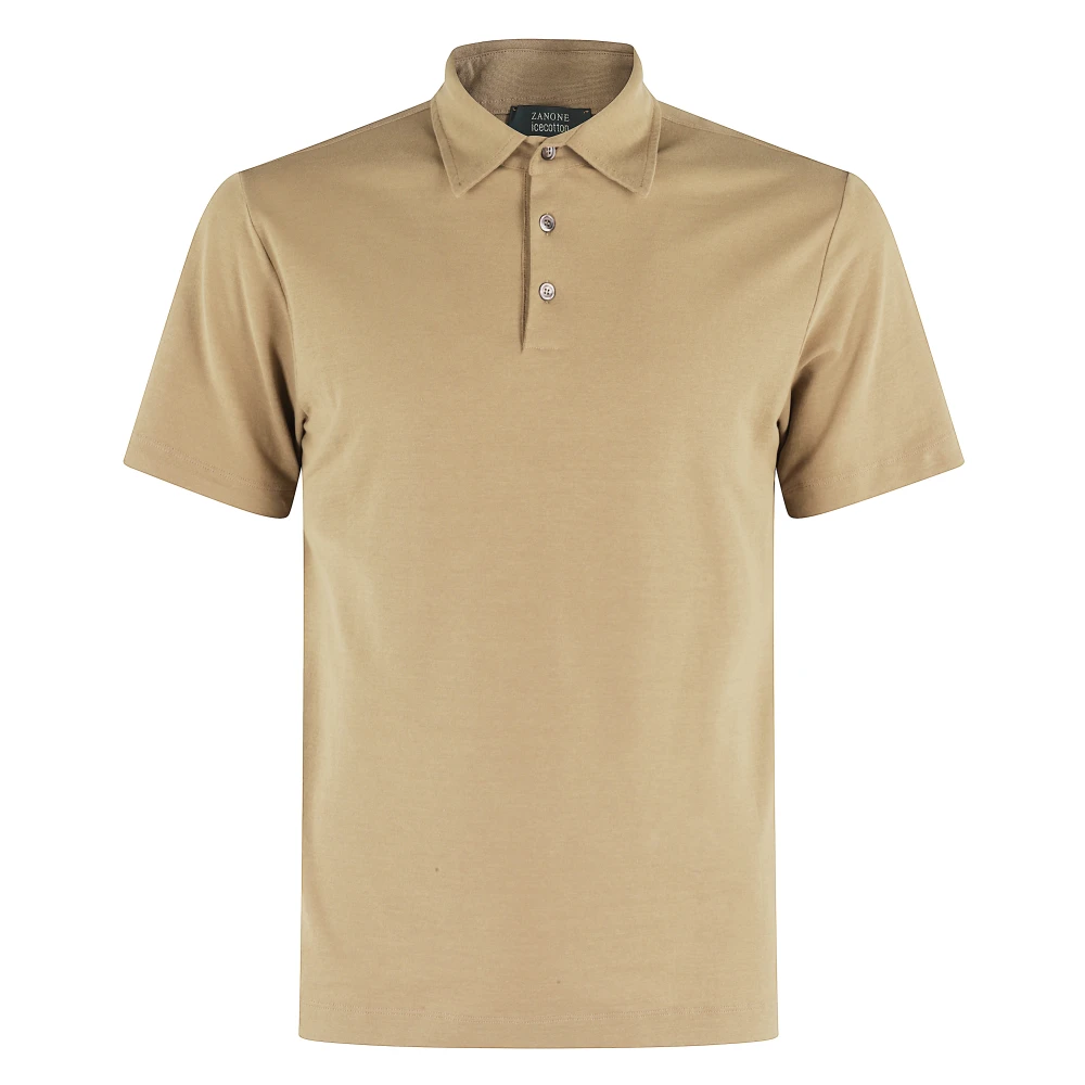 Zanone Men's Brown Polo Shirt Ice Cotton Short Sleeve