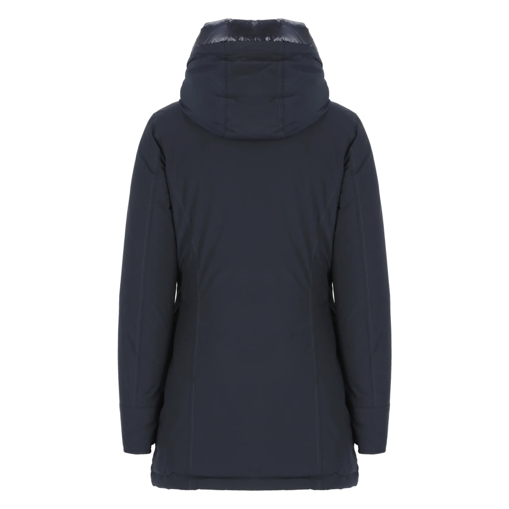 Woolrich Blauwe Parka met Logohood Blue Dames