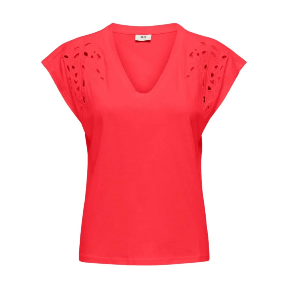 Jacqueline de Yong Casual Katoenen T-shirt Red Dames