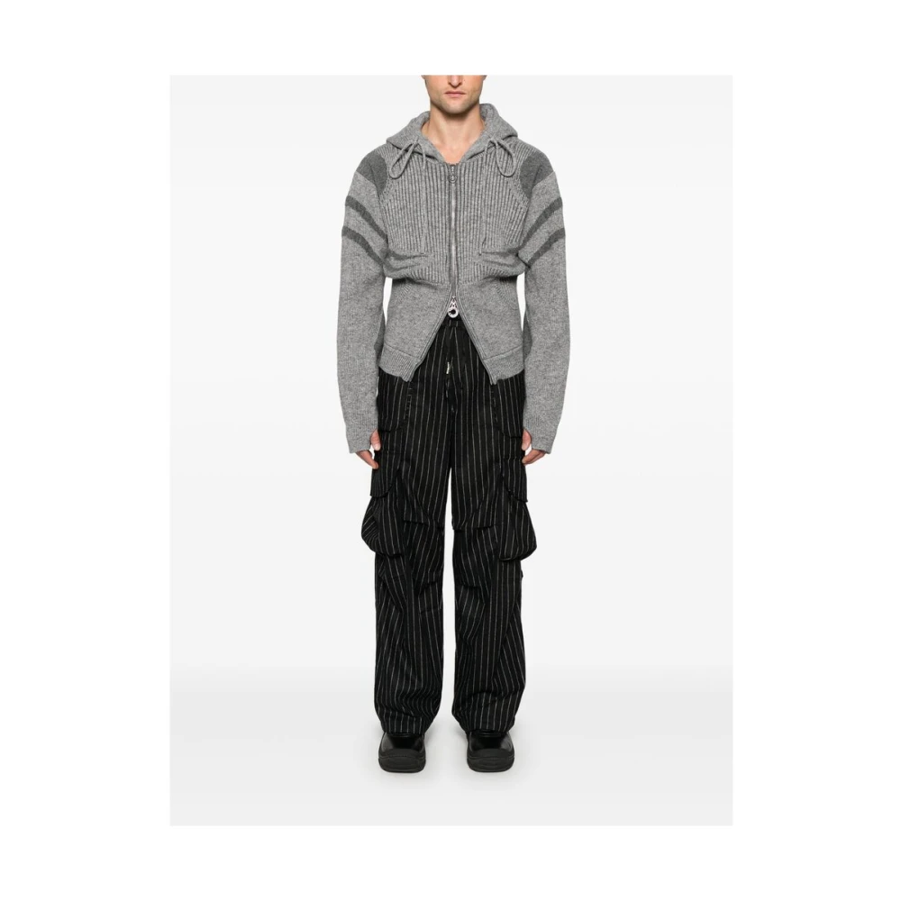 A Paper Kid Pinstripe Cargo Broek met Trekkoord Taille Black Heren
