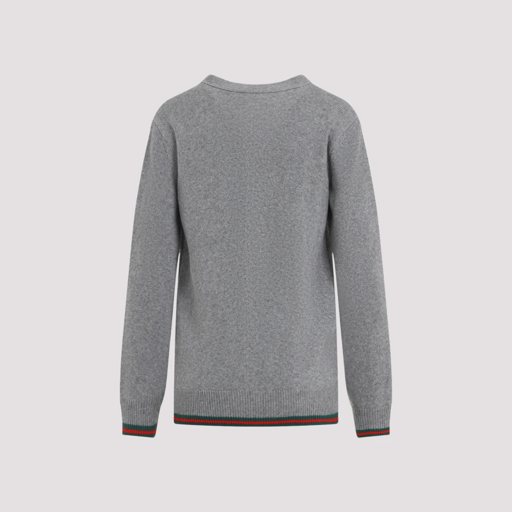 Gucci Wollen en kasjmier vest met webmotief Gray Dames