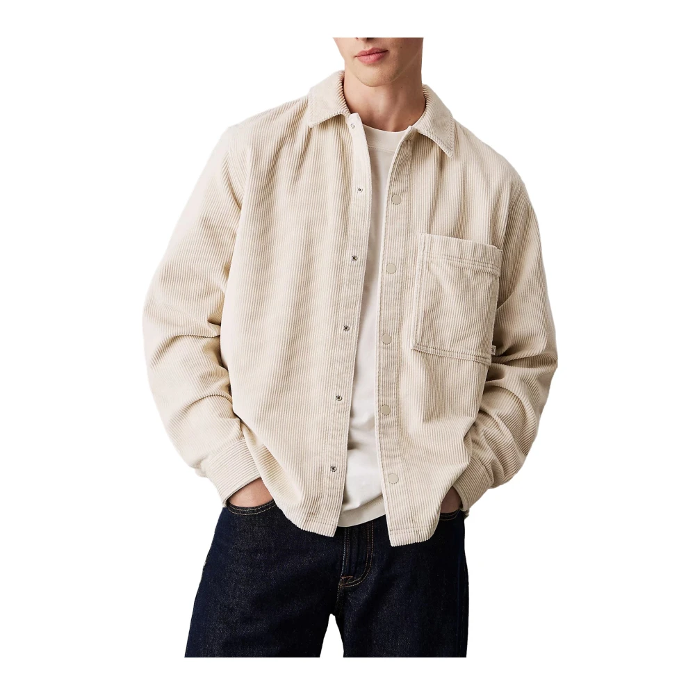 Calvin Klein Jeans Relaxed Fit Overshirt Jas Beige Heren