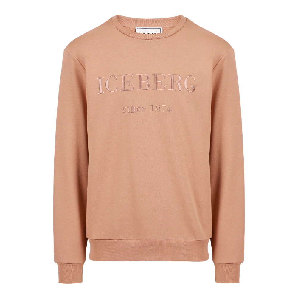 Iceberg Slim fit sweatshirt van aardewerk katoen met logo borduurwerk Brown Heren