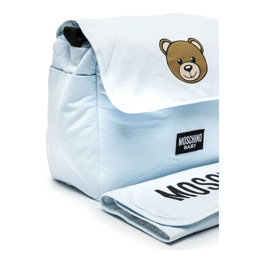 Moschino Blauwe katoenen luiertas met Teddybeer Blue Unisex