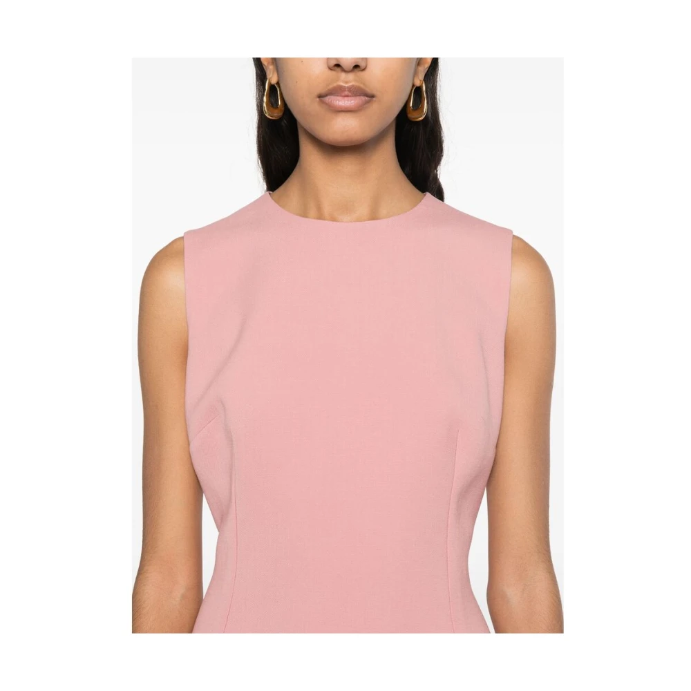 Dolce & Gabbana Zalmroze Mouwloze Jurk met Rits Pink Dames