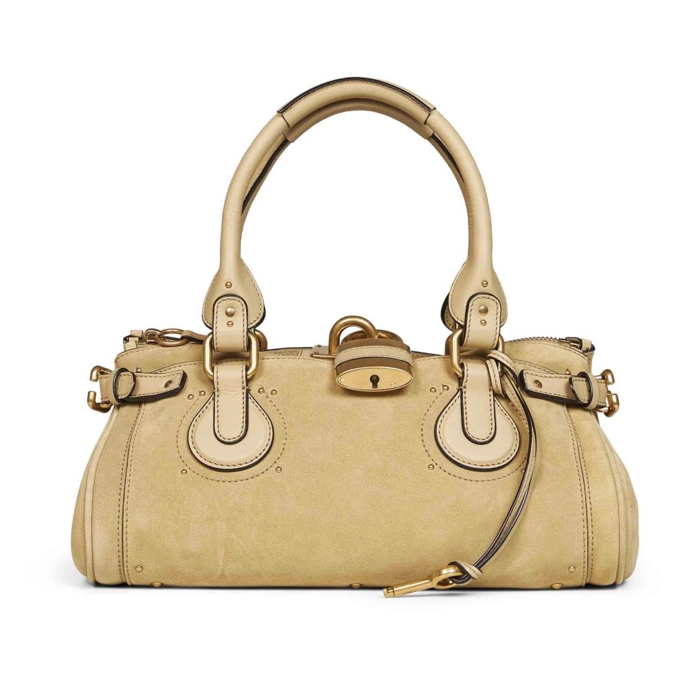 Chloé Women's Beige Handbags, One Size, Paddington Suede Shoulder Bag
