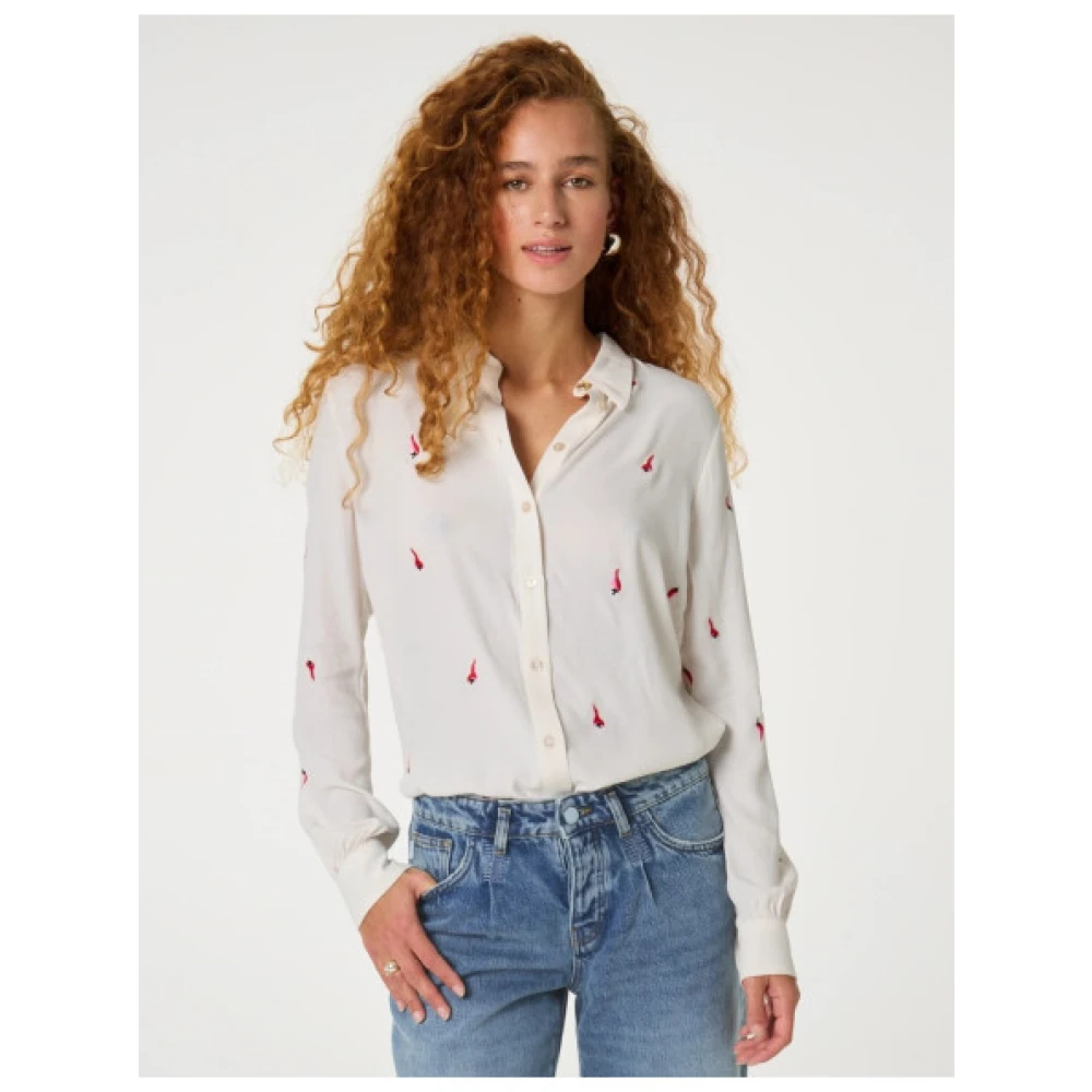 Fabienne Chapot Geborduurde Viscose Blouse met Pepers White Dames