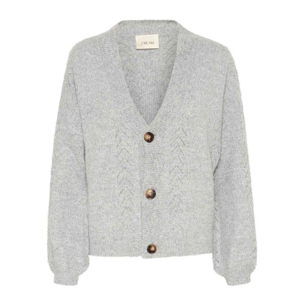 Cream Lichtgrijs Melange Gebreid Vest Gray Dames