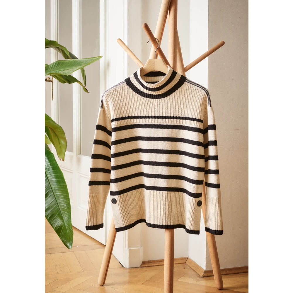 Betty Barclay Gestreepte grofgebreide trui Beige Dames