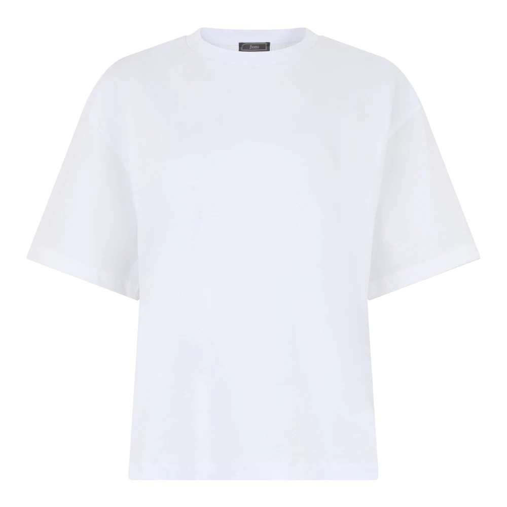 Herno Kvinno Vit Toppar Dam, S, Nylon, T-Shirt I Kompakt Jersey Och Nylon Maestro
