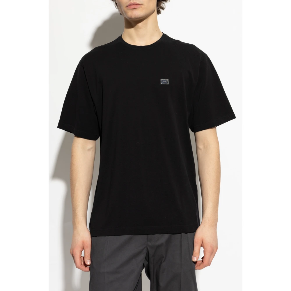 Dolce & Gabbana T-shirt met logo applicatie Black Heren