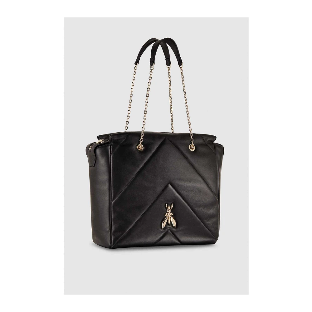 PATRIZIA PEPE Leren emmer tas met rits Black Dames
