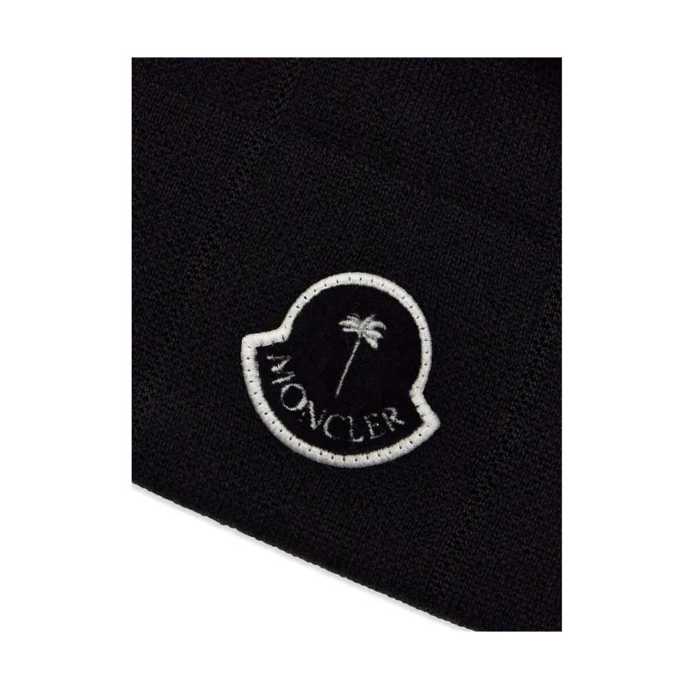Moncler Zwarte Logo Patch Rand Hoed Black Heren