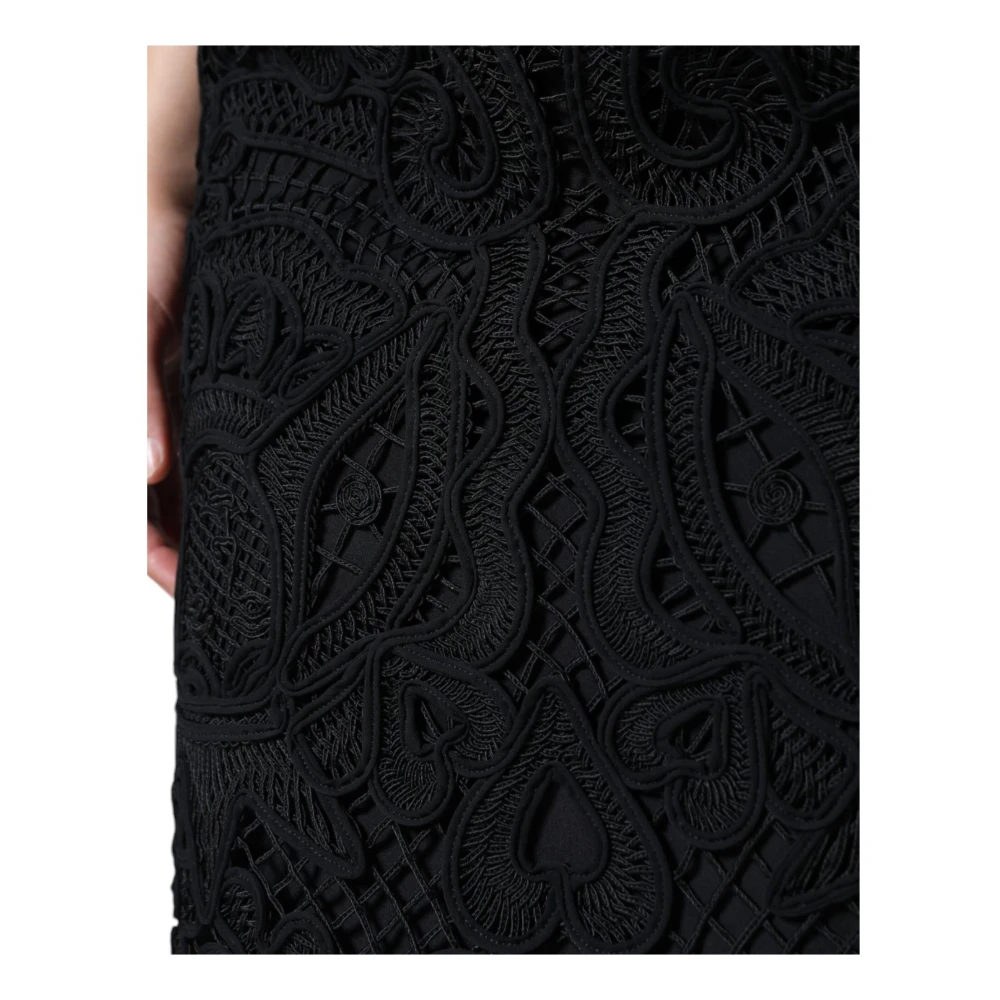 Dolce & Gabbana Zwarte Bloemenkant Potloodrok Black Dames