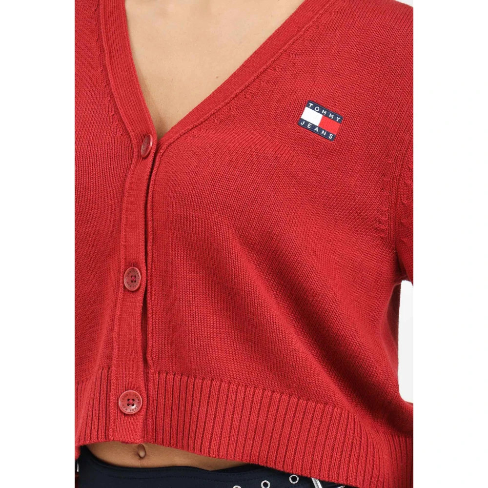 Tommy Jeans Rode Korte Vest Hedendaagse Outfit Touch Red Dames